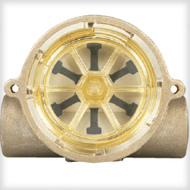 Gems Sensors RFS Series Brass Flow Sensor Switch Rotor Type Inline 24 VDC Input 5.0-30.0 gpm Flow Setting Adjustment Range 3/4 NPT Female 